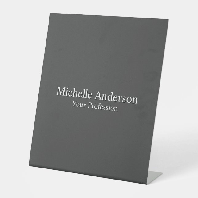 Minimalist Professional Modern Plain Grey Colour Pedestal Sign (Front)