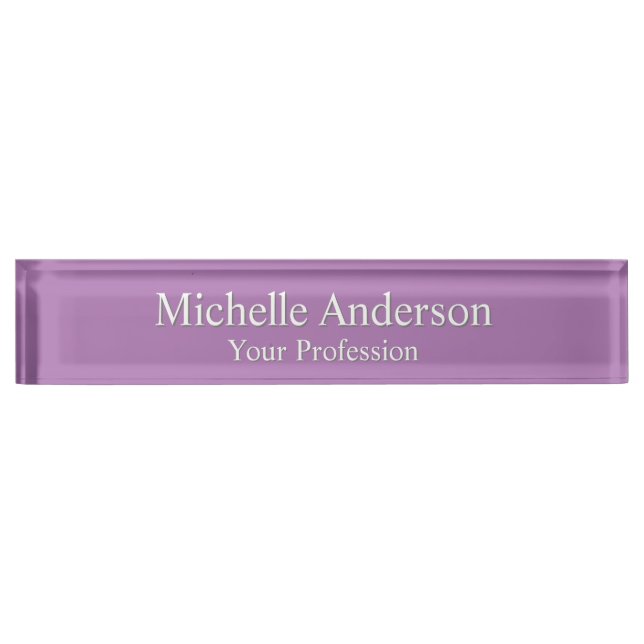 Minimalist Professional Modern Plain Lavender Nameplate (Front)