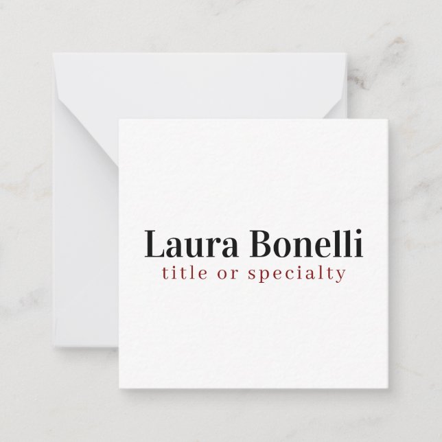Minimalist Professional Modern Plain Name Title Card (Front)