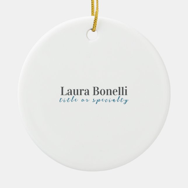 Minimalist Professional Modern Plain Name Title Ceramic Tree Decoration (Front)
