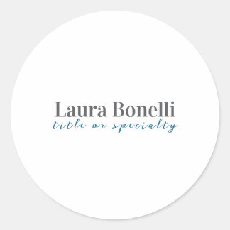 Minimalist Professional Modern Plain Name Title Classic Round Sticker