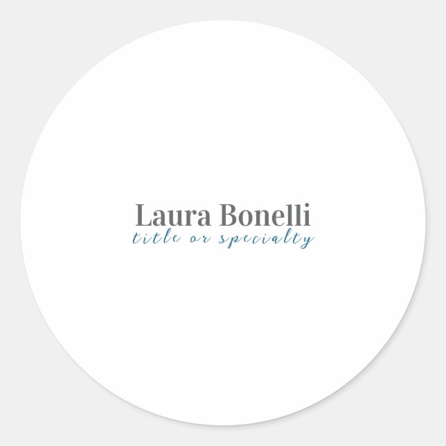 Minimalist Professional Modern Plain Name Title Classic Round Sticker (Front)