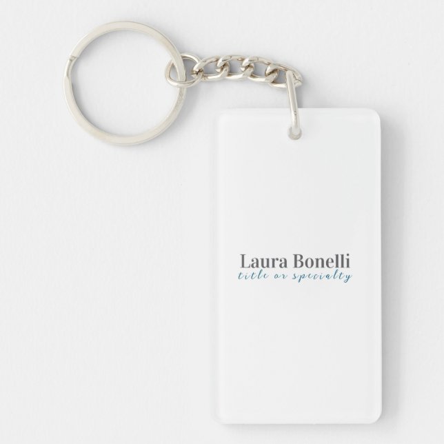 Minimalist Professional Modern Plain Name Title Key Ring (Front)