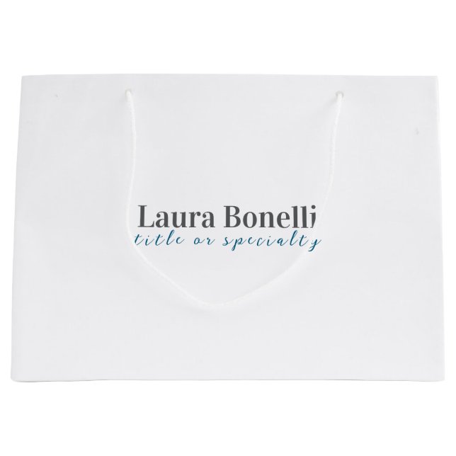 Minimalist Professional Modern Plain Name Title Large Gift Bag (Front)