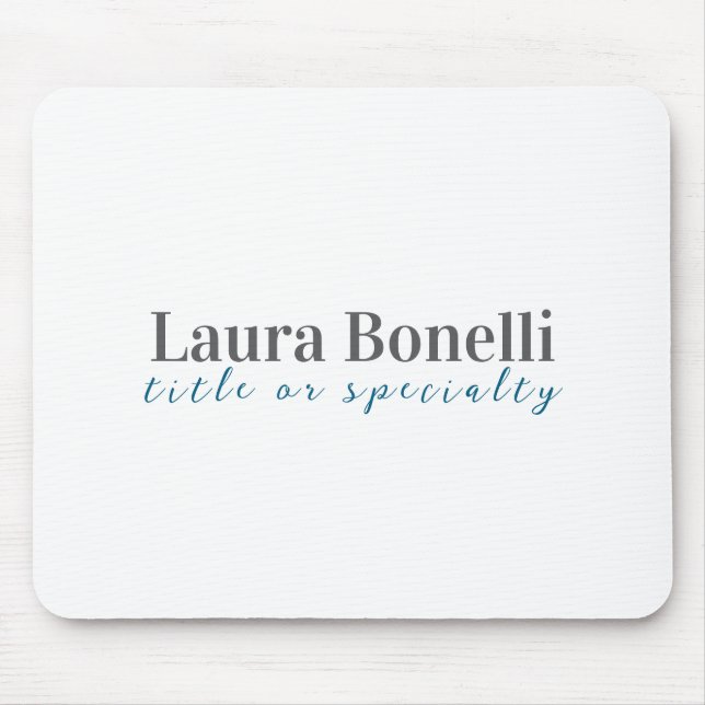 Minimalist Professional Modern Plain Name Title Mouse Mat (Front)