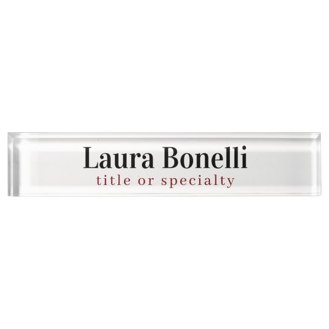 Minimalist Professional Modern Plain Name Title Nameplate (Front)
