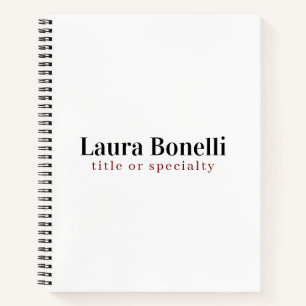 Minimalist Professional Modern Plain Name Title Notebook