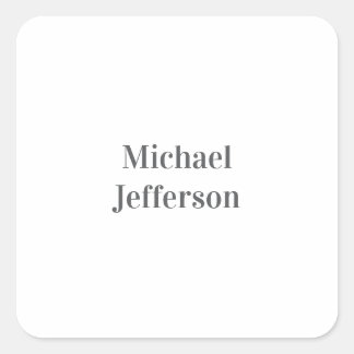 Minimalist Professional Modern Plain Name Title Square Sticker