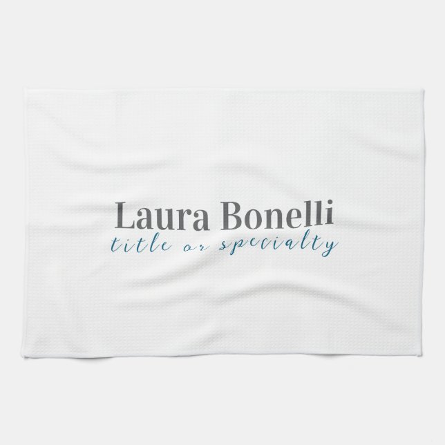 Minimalist Professional Modern Plain Name Title Tea Towel (Horizontal)