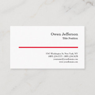 Minimalist Professional Modern Plain Red White Business Card