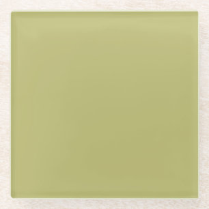 Minimalist Professional Modern Solid Olive Green Glass Coaster
