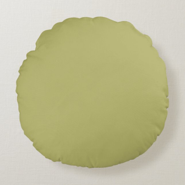Minimalist Professional Modern Solid Olive Green Round Cushion (Front)