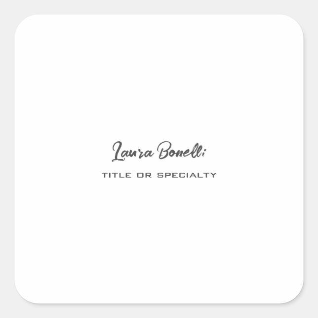 Minimalist Professional Modern Square Sticker (Front)