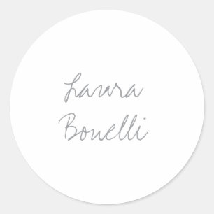 Minimalist Professional Modern Your Name Classic Round Sticker
