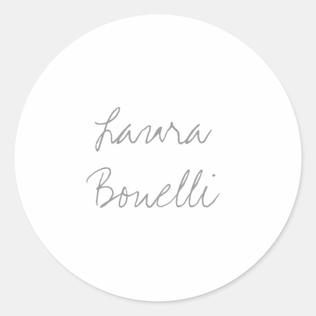 Minimalist Professional Modern Your Name Classic Round Sticker (Front)