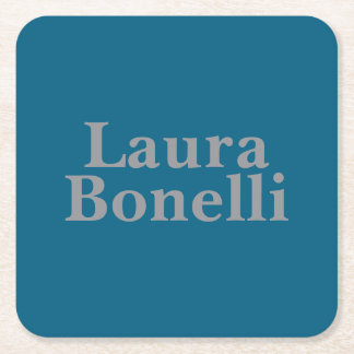 Minimalist Professional Modern Your Name Square Paper Coaster