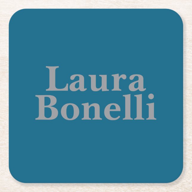 Minimalist Professional Modern Your Name Square Paper Coaster (Front)