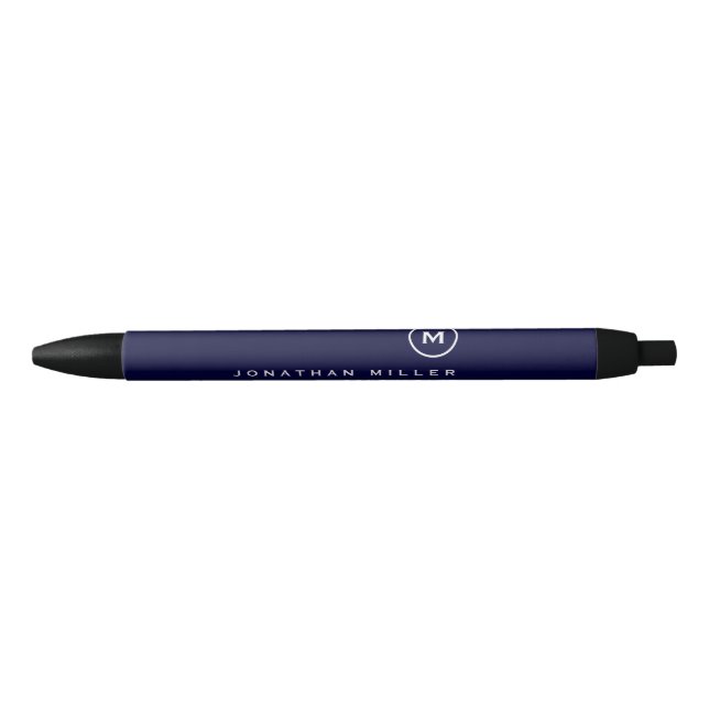 Minimalist Professional Monogram Name Black Ink Pen (Front)