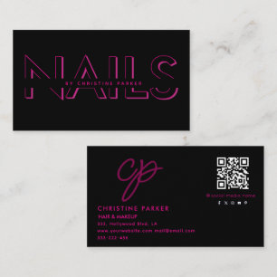 Minimalist professional nails monogram  Qr code  Business Card