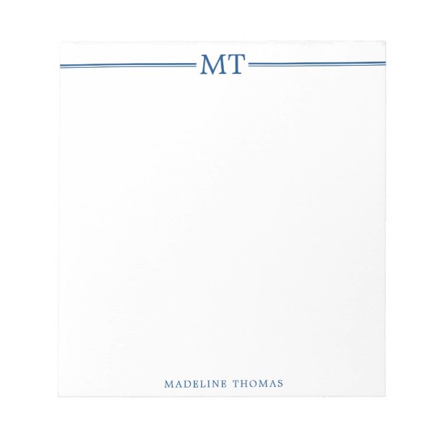 Minimalist Professional Navy Blue Monogram Notepad (Front)