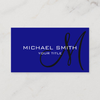 Minimalist Professional Navy Monogram Business Card