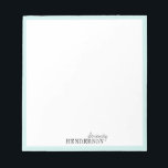 Minimalist professional personalised stationery notepad<br><div class="desc">Elegant modern minimalist typography name design with colour editable aqua blue border,  simple and stylish. great professional personalised stationery.
See all the matching pieces in collection</div>
