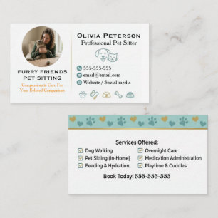 Minimalist Professional Pet Sitter customisable Business Card