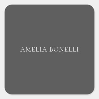 Minimalist Professional Plain Add Name Grey Square Sticker