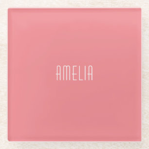 Minimalist Professional Plain Simple Name Glass Coaster