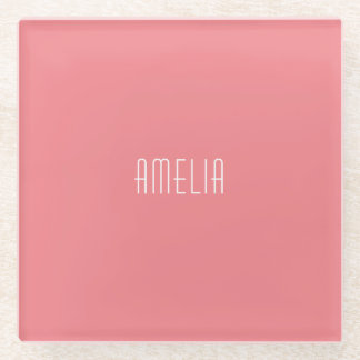 Minimalist Professional Plain Simple Name Glass Coaster