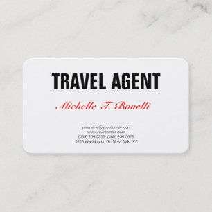 Minimalist Professional Plain Simple Travel Agent Business Card