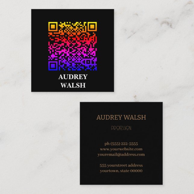  Minimalist Professional   QR Code  Square Business Card (Front/Back)