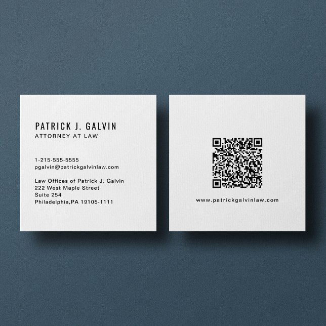 Minimalist Professional QR Code Square Business Card (Input your website address or social media link to create a scannable QR code)
