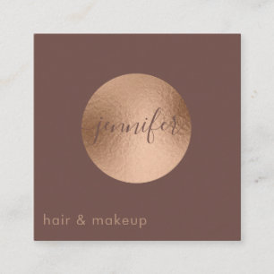 Minimalist professional  rose gold foil circle square business card