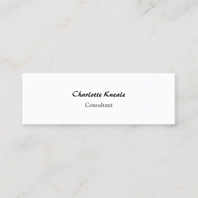Minimalist Professional Simple Plain White Slim Mini Business Card (Front)