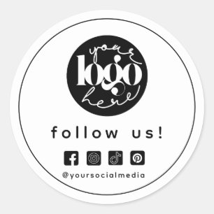 Minimalist Professional Social Media Custom Logo  Classic Round Sticker