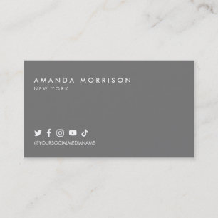 Minimalist Professional Social Media Dark Grey Business Card