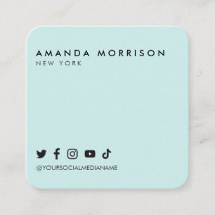 Minimalist Professional Social Media Mint Square Business Card