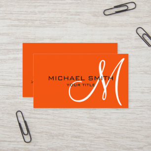 Minimalist Professional Tangelo Monogram Business Card