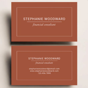 Minimalist Professional Terracotta White Border Business Card