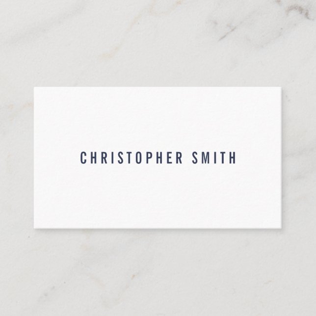 Minimalist Professional White Blue Business Card (Front)