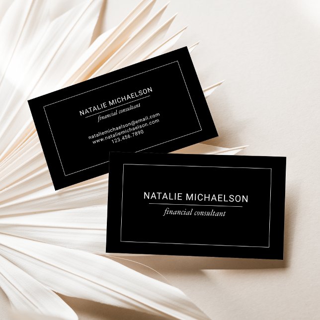 Minimalist Professional White Border Black Business Card (Creator Uploaded)