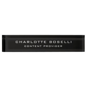 Minimalist Professional Your Name Title Black Nameplate