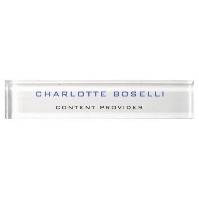Minimalist Professional Your Name Title Profession Nameplate (Front)