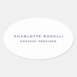 Minimalist Professional Your Name Title Profession Oval Sticker