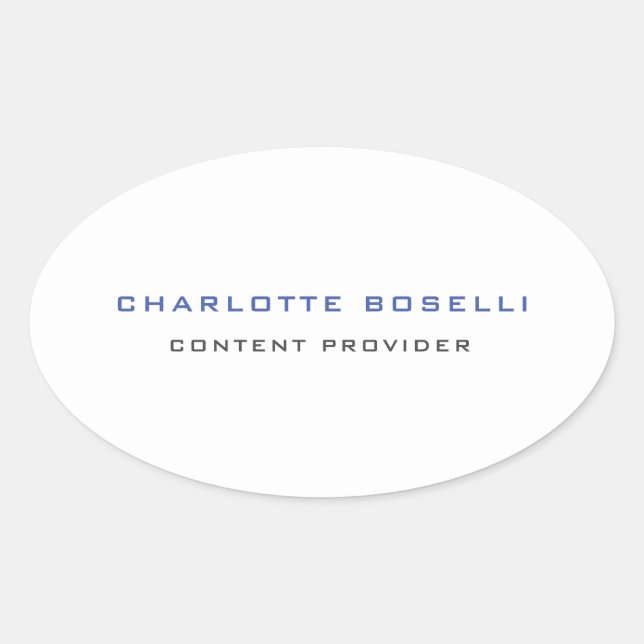 Minimalist Professional Your Name Title Profession Oval Sticker (Front)