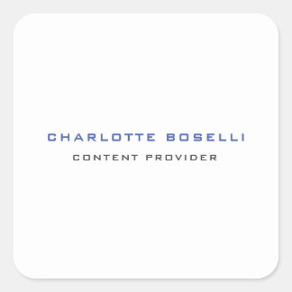 Minimalist Professional Your Name Title Profession Square Sticker