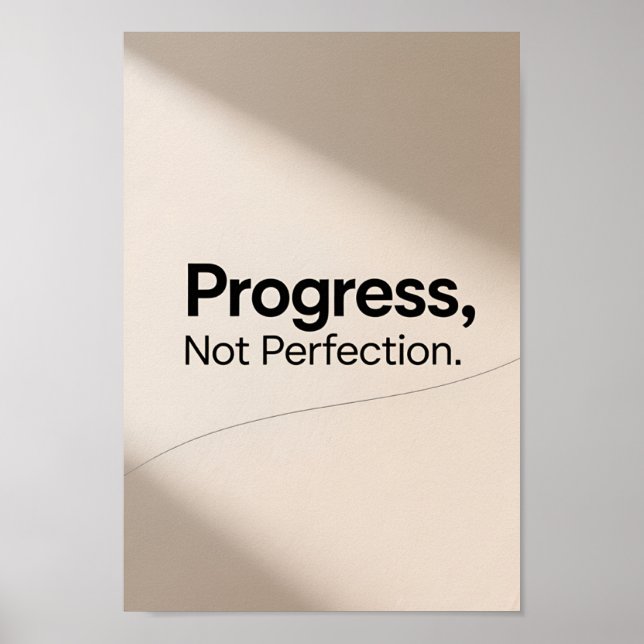 Minimalist Progress Not Perfection Motivational Poster (Front)
