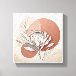 Minimalist Protea Botanical Art - Elegant Line Ill Canvas Print