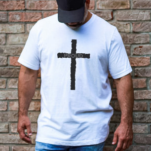 Minimalist Proud Christian Stone Cross Light   T-Shirt